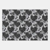 ゴシック不気味ラブスパイダーウェブとハート ラッピングペーパーシート (正面)