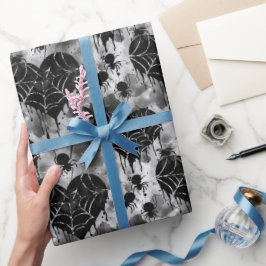 ゴシック不気味ラブスパイダーウェブとハート ラッピングペーパー