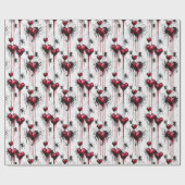 ゴシック不気味ラブスパイダーウェブとハート ラッピングペーパー (フラット)