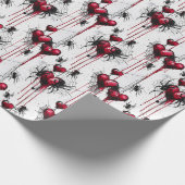 ゴシック不気味ラブスパイダーウェブとハート ラッピングペーパー (角)