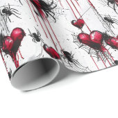 ゴシック不気味ラブスパイダーウェブとハート ラッピングペーパー (ロールコーナー)