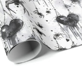 ゴシック不気味ラブスパイダーウェブとハート ラッピングペーパー (ロールコーナー)