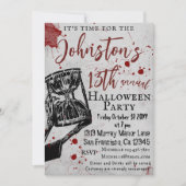 ゴシック不気味骨格ハローウィンパーティ 招待状 (正面)