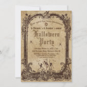 ゴシック不気味骨格ヴィンテージ鏡ハロウィーン 招待状 (正面)