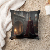 ゴシック中世の乙女が城で犬たちと クッション (ブランケット)