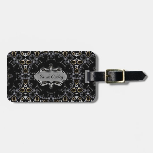 ゴシック中世の幾何学的パタパーソナライズされたーン ラゲッジタグ (正面横)