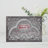 ゴシック中世の甘い16誕生日パーティーへの招待 招待状 (スタンド正面)