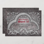 ゴシック中世の甘い16誕生日パーティーへの招待 招待状 (正面/裏面)