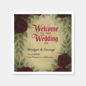 ゴシック中世アンティークヴィンテージ結婚バラ スタンダードカクテルナプキン (正面)