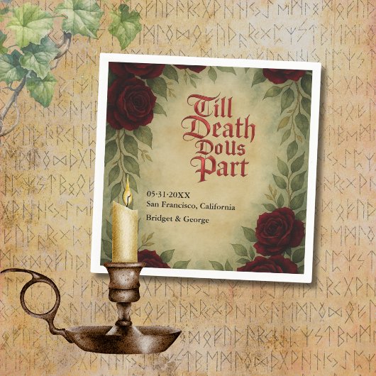 ゴシック中世アンティークヴィンテージ結婚バラ スタンダードカクテルナプキン