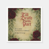 ゴシック中世アンティークヴィンテージ結婚バラ スタンダードカクテルナプキン (正面)