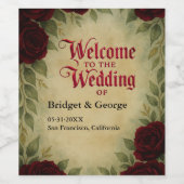 ゴシック中世アンティークヴィンテージ結婚バラ ワインラベル (シングルラベル)