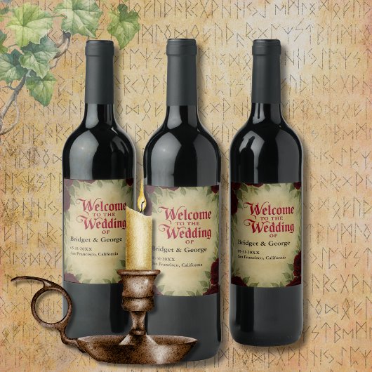 ゴシック中世アンティークヴィンテージ結婚バラ ワインラベル