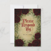 ゴシック中世アンティークヴィンテージ結婚バラ 出欠カード (正面)