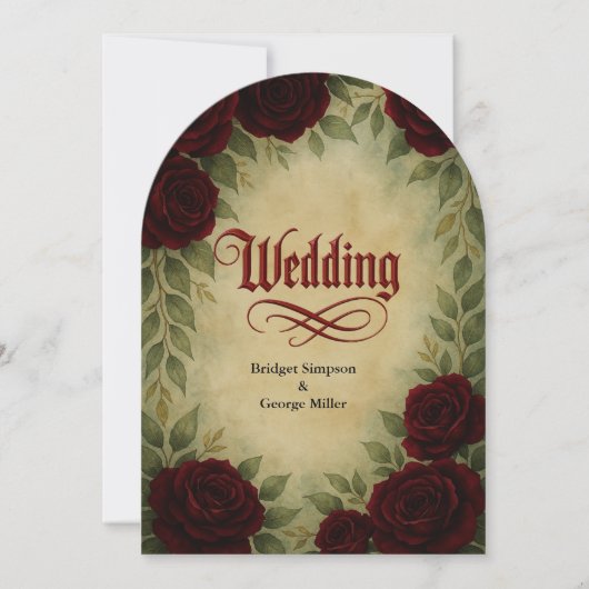ゴシック中世アンティークヴィンテージ結婚バラ 招待状 (正面)