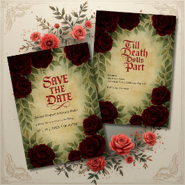 ゴシック中世アンティークヴィンテージ結婚バラ 招待状