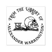 ゴシック人スカル図書砂時計ライブラリ名 セルフインキングスタンプ (デザイン)