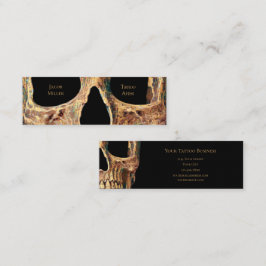ゴシック人スカル顔ブラウングリーンタトゥーショップ スキニー名刺