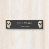 ゴシック人間スカル頭黒ベージュタトゥーショップ サインプレート (正面)