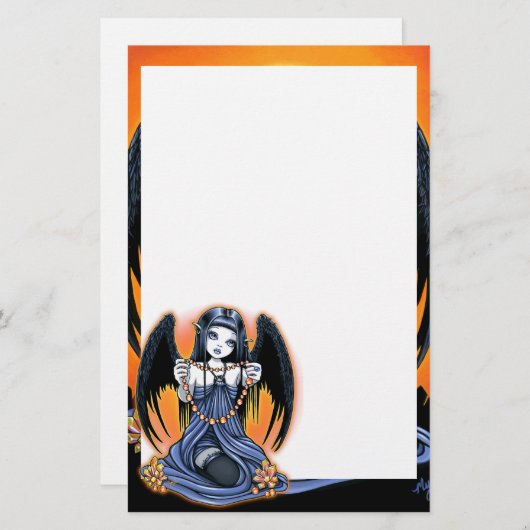 ゴシック体のクリスタルエンジェルアート文房具「コロナ」 便箋 (正面/裏面)