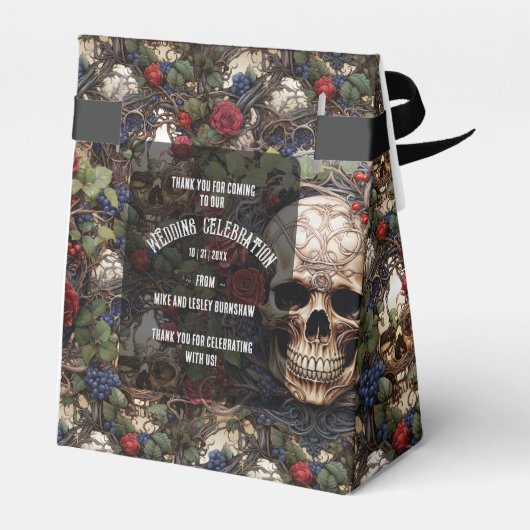 ゴシック体のケルトスカルとバラバイクもしくは自転車に乗る人結婚ズ フェイバーボックス (裏面サイド)