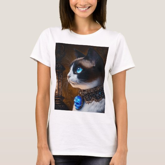 ゴシック体のスノーシュー猫 Tシャツ (正面)