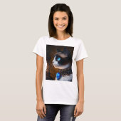 ゴシック体のスノーシュー猫 Tシャツ (正面フル)