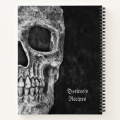 ゴシック体の半スカル白黒クールレシピ ノートブック (裏面)