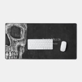 ゴシック体の半スカル頭部の白黒タトゥー店 デスクマット (キーボード&マウス)