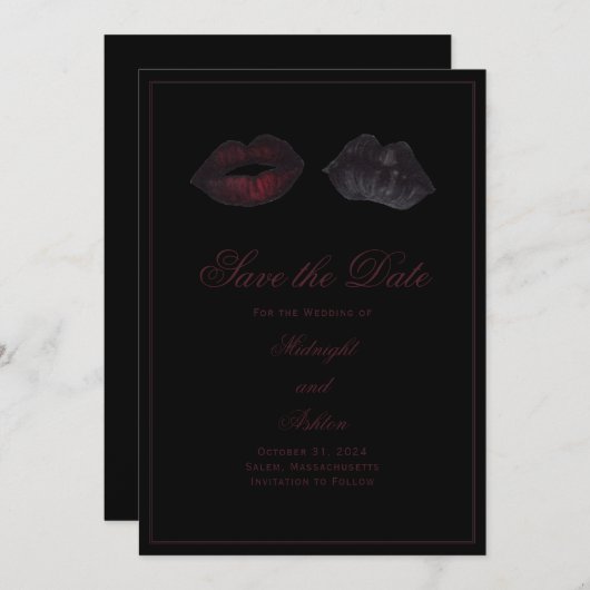 ゴシック体の唇の日付の保存 セーブザデート (正面/裏面)