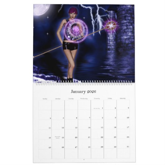 ゴシック体の女の子ファンタジー3Dウォールカレンダー カレンダー (1月 2026)