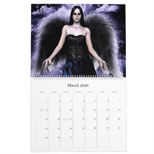 ゴシック体の女の子ファンタジー3Dウォールカレンダー カレンダー (3月 2026)