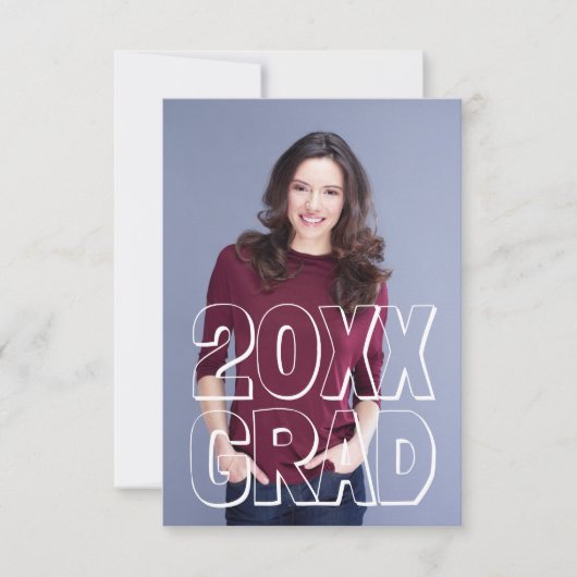 ゴシック体の白3x5卒業の発表 招待状 (正面)