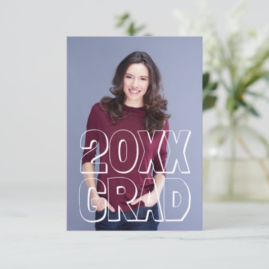 ゴシック体の白3x5卒業の発表 招待状 (スタンド正面)