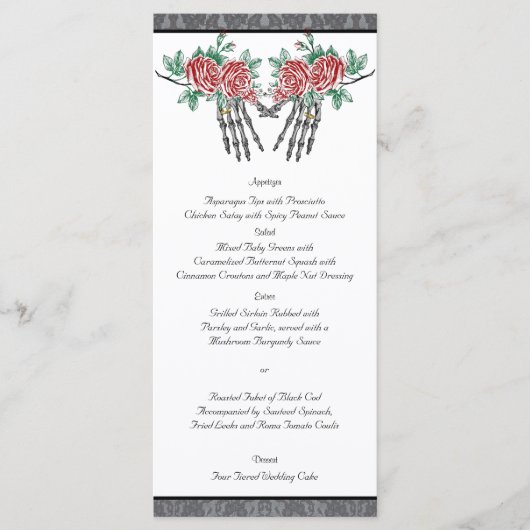 ゴシック体スケルトンの手とバラ結婚のメニュー メニュー (正面)