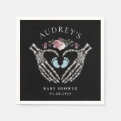 ゴシック体スケルトンハンドハート男の赤ちゃんシャワー スタンダードカクテルナプキン (正面)