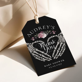 ゴシック体スケルトンハンドハート赤ちゃんシャワーありがとう ギフトタグ