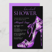 ゴシック体ハイヒールシューハロウィーンブライダルシャワー 招待状 (正面/裏面)