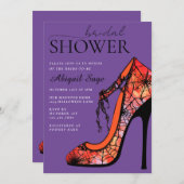 ゴシック体ハイヒールシューハロウィーンブライダルシャワー 招待状 (正面/裏面)