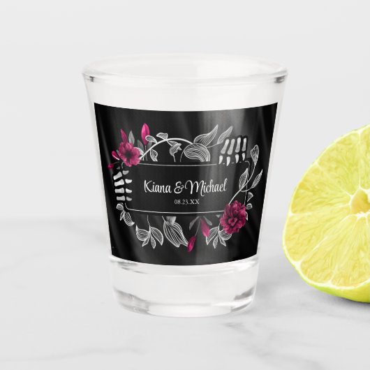 ゴシック体ハロウェディングの骨格手ブルゴーニュID866 ショットグラス (正面)