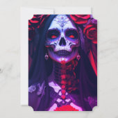 ゴシック体ハローウィンパーティレッドパープルレディスカル 招待状 (裏面)