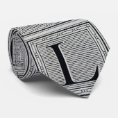 ゴシック体"L"木版画のWoodblockのイニシャル ネクタイ (ロール)