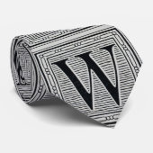 ゴシック体"W"の木版画のWoodblockのイニシャル ネクタイ (ロール)