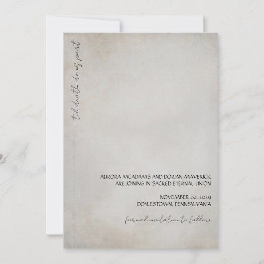 ゴシック写真の結婚式の日付を保存 招待状 (裏面)