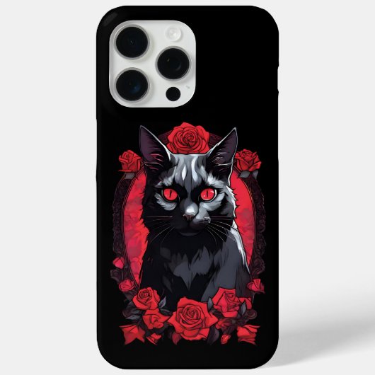 ゴシック動物ポートレート |黒猫 Case-Mate iPhoneケース (裏面)