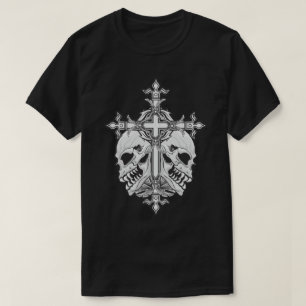 ゴシック十字形スカル Tシャツ