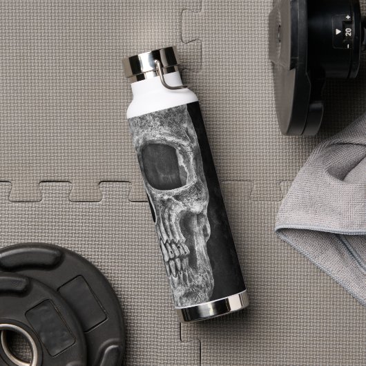 ゴシック半スカルカッコいい白黒グランジ ウォーターボトル (ジム (回転後))