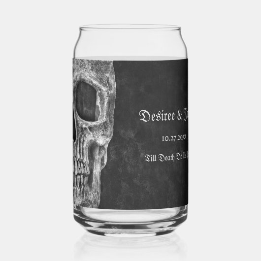 ゴシック半スカルカッコいい白黒グランジ ガラス缶 (正面)