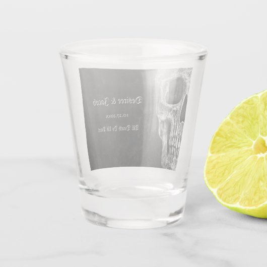 ゴシック半スカルカッコいい白黒グランジ ショットグラス (裏面)