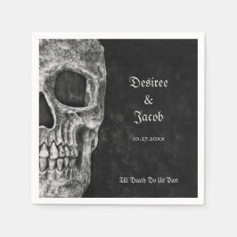 ゴシック半スカルカッコいい白黒グランジ スタンダードカクテルナプキン